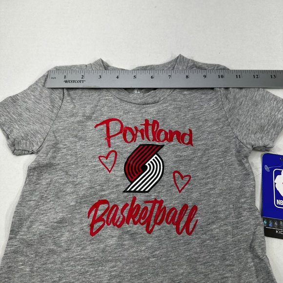NBA Girl's Size 4T Portland Basketball Ruffle Layered Short Sleeve Dress Gray - Picture 12 of 16